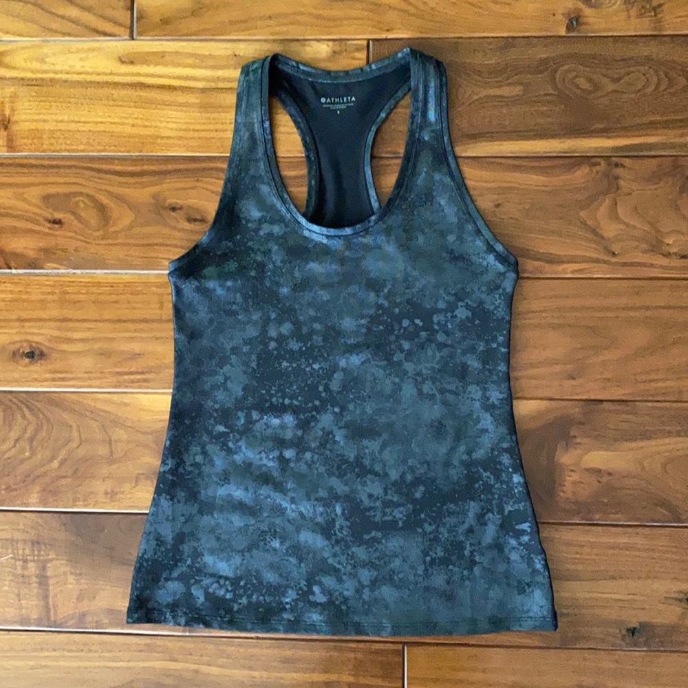 Athleta Shanti Black/Gray Misty Lace Print Racerback Tank In Women’s Size S